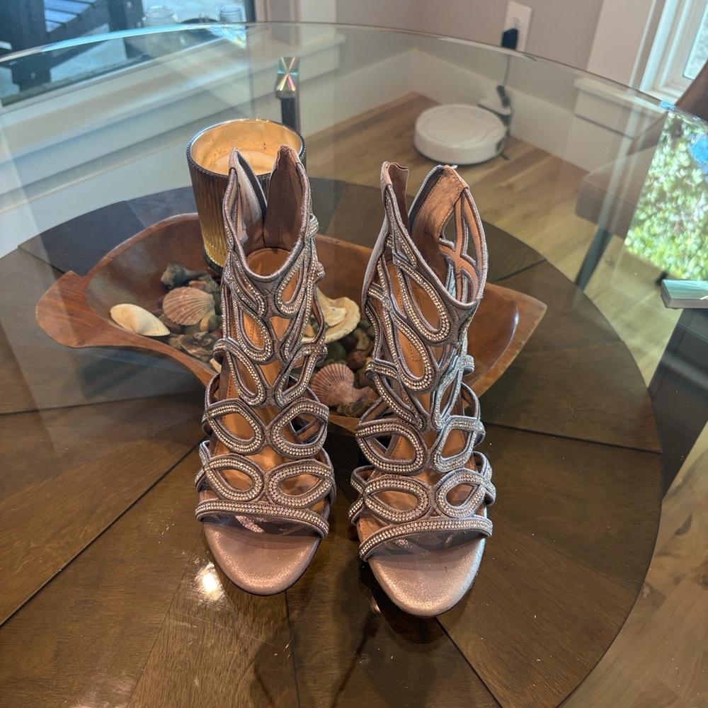 ANTONIO MELANI Metallic Silver Strappy Heels